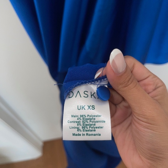 Daska satin ruffle sleeve detail maxi dress in cobalt - Picture 6 of 7